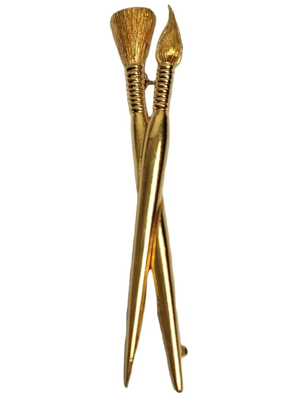 Carolee Vintage Gold Tone Artist Paint Brushes Pin Brooch, Signed